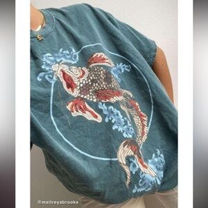 Koi Fish Oversized Dad T-Shirt